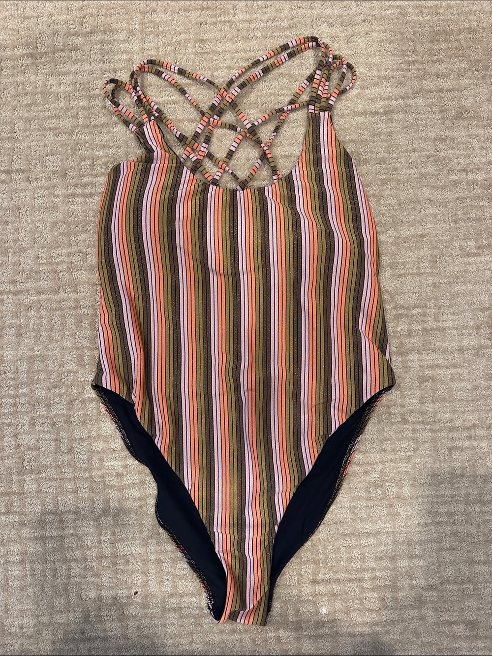 Hurley Multicolor Striped Strappy One-Piece Swimsuit